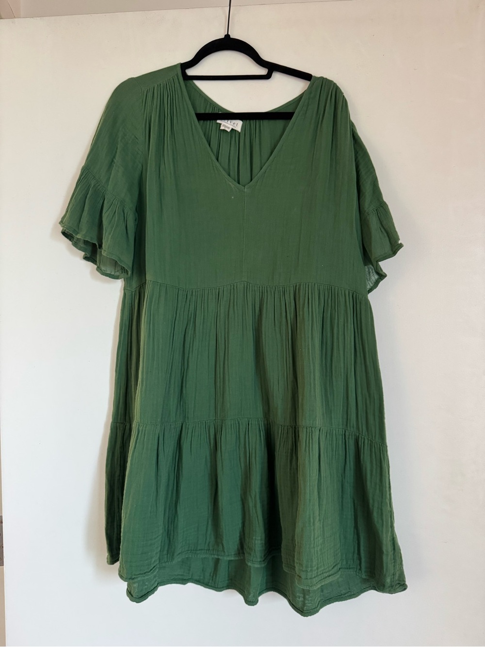 Velvet by Graham & Spencer Olive Green Tiered V-Neck Midi Dress